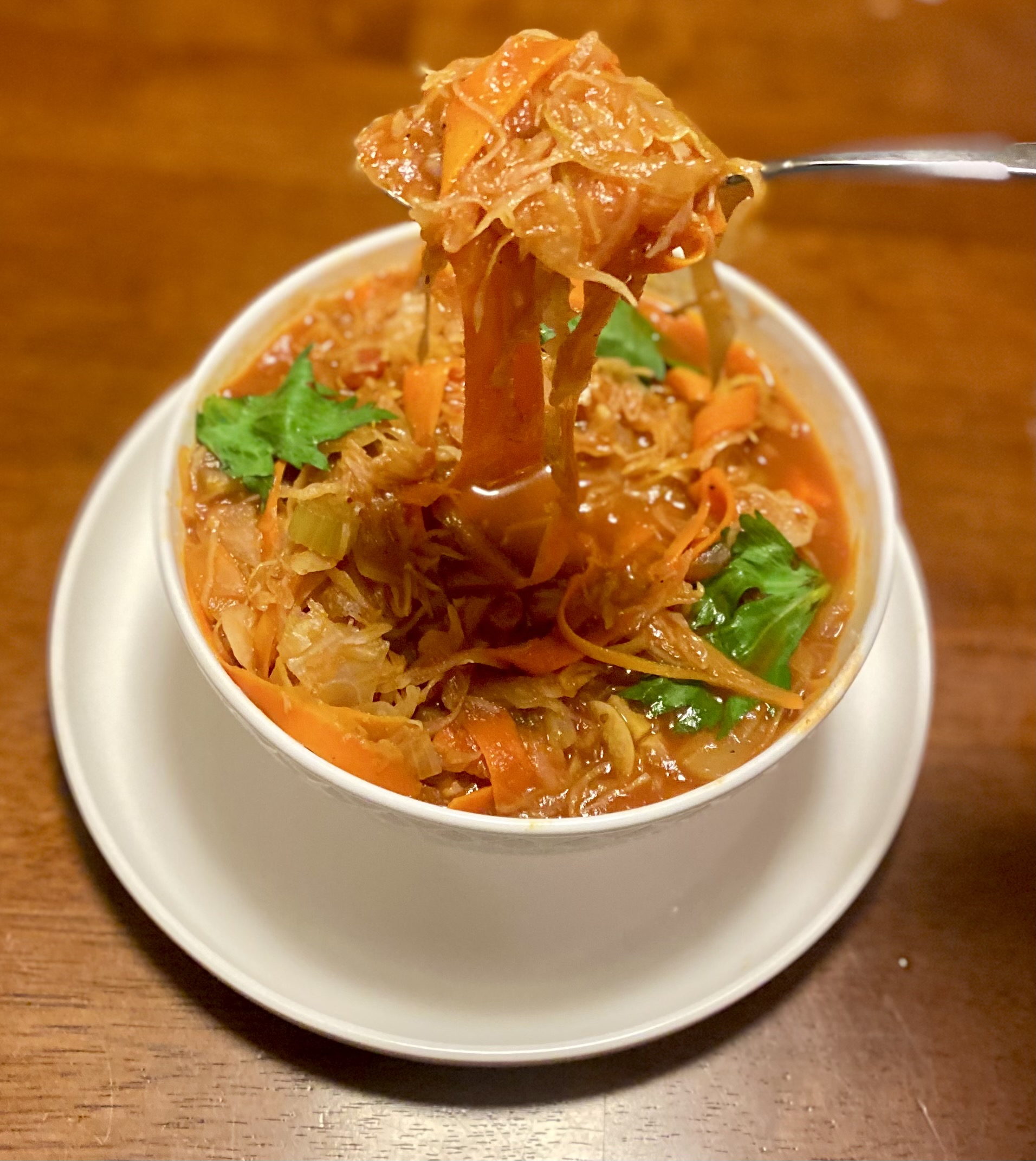 Vegan Shredded Cabbage & Carrot Soup 🥕