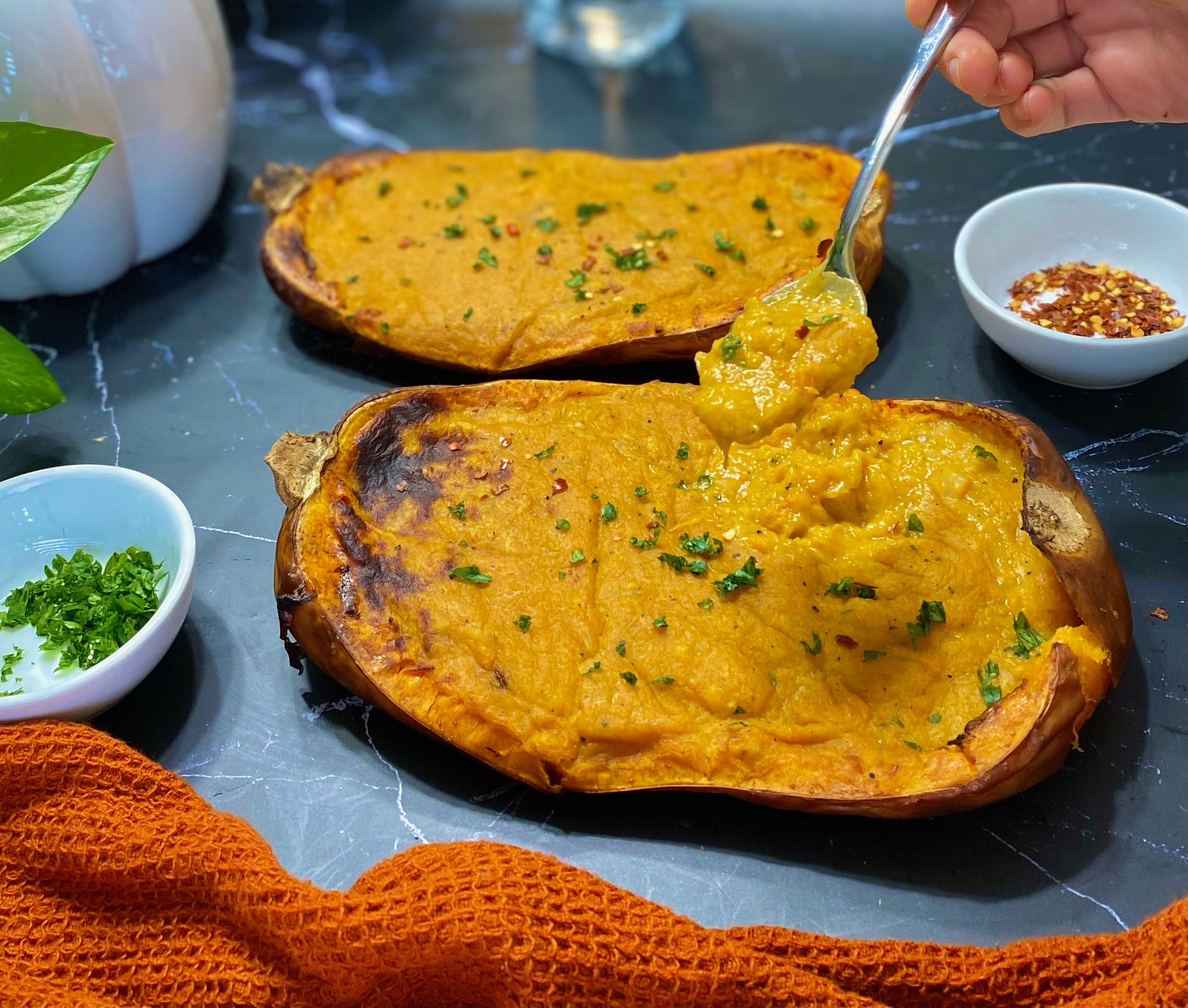 The Best Easy Cheesy Vegan Stuffed Butternut Squash